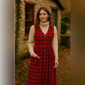 Vtg- Blair- Red Plaid Button-Down Dress